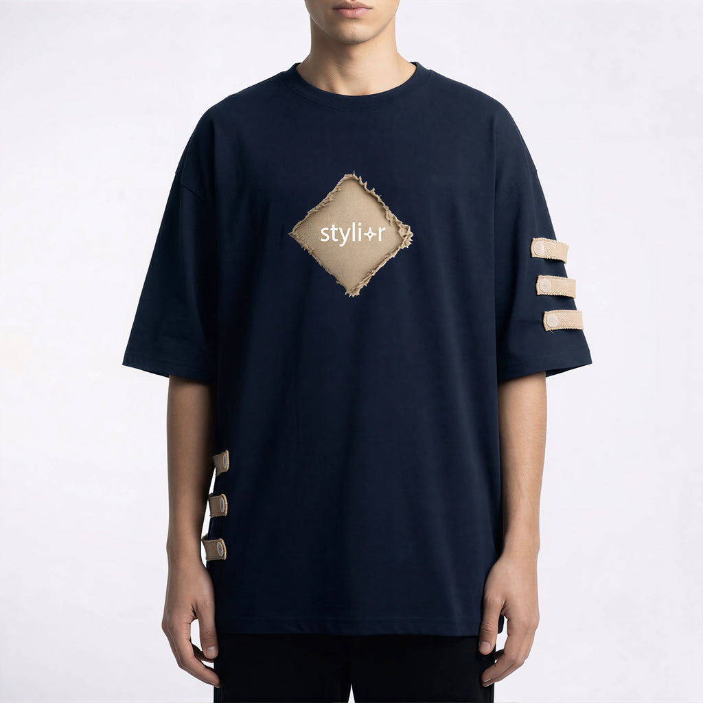 Khawab – Beige Story T-Shirt with Sack Texture & Urdu Poetry