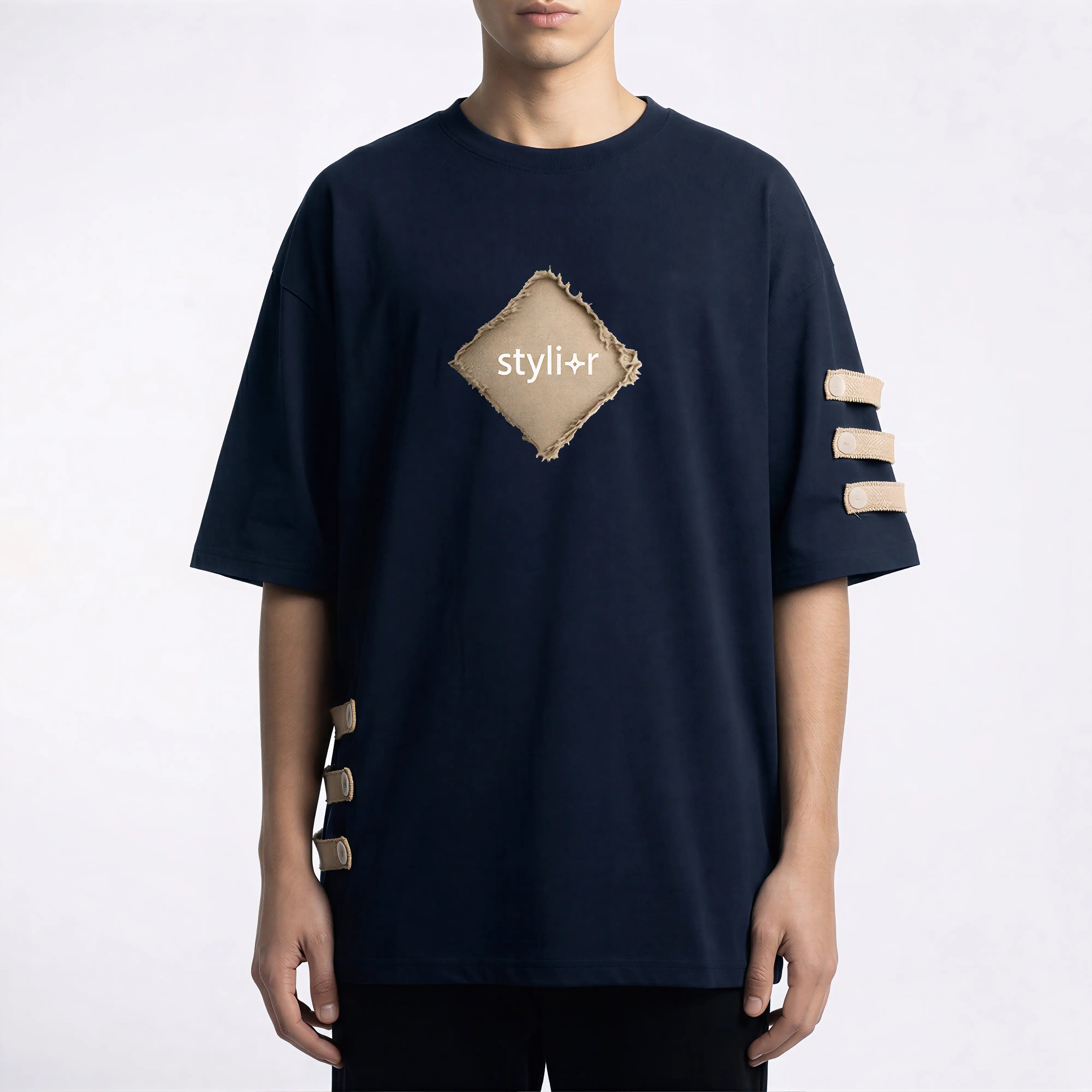 Khawab – Beige Story T-Shirt with Sack Texture & Urdu Poetry