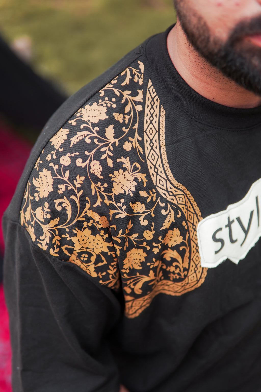 Bharosa – Oversized Beige Black T-Shirt with Large Screen Print