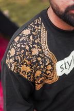 Bharosa – Oversized Beige Black T-Shirt with Large Screen Print