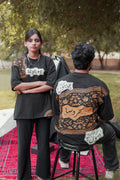 Bharosa – Oversized Beige Black T-Shirt with Large Screen Print