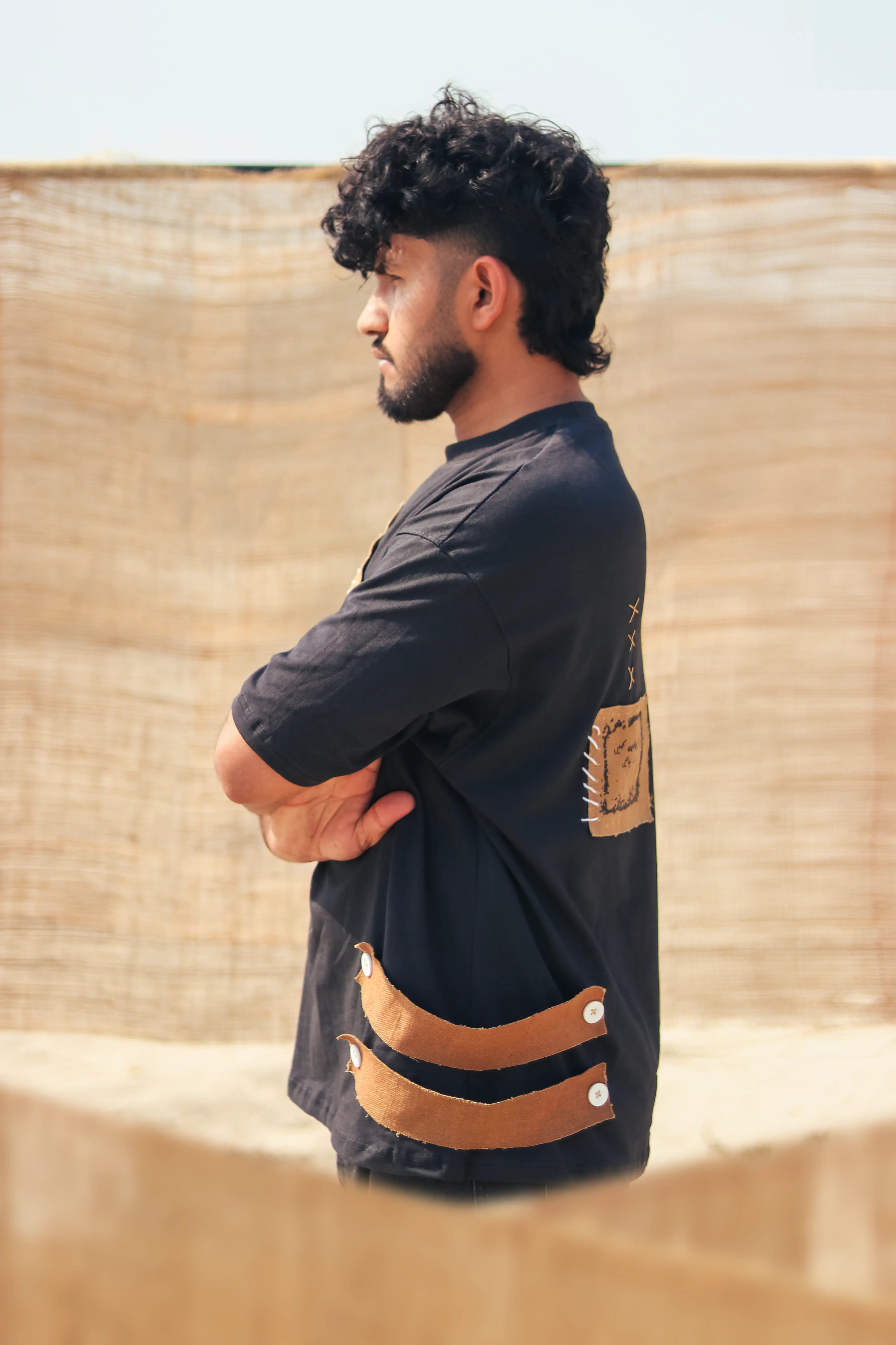 Khawab – Oversized Beige T-Shirt with Sack Texture