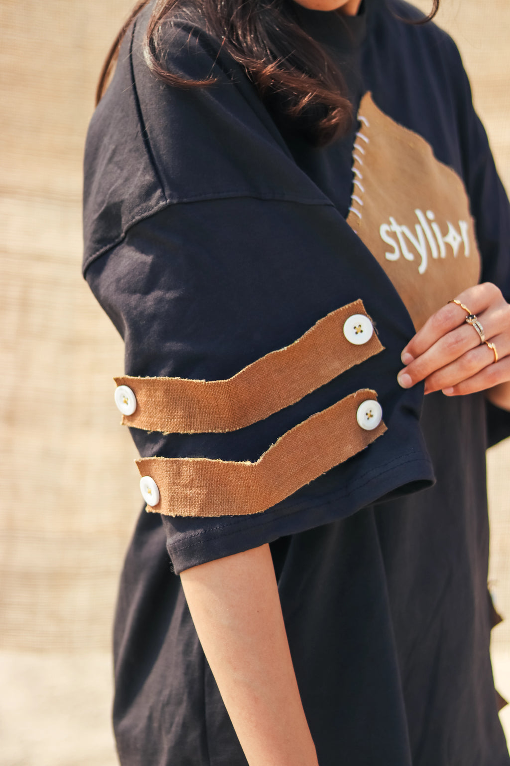 Khawab – Oversized Beige T-Shirt with Sack Texture