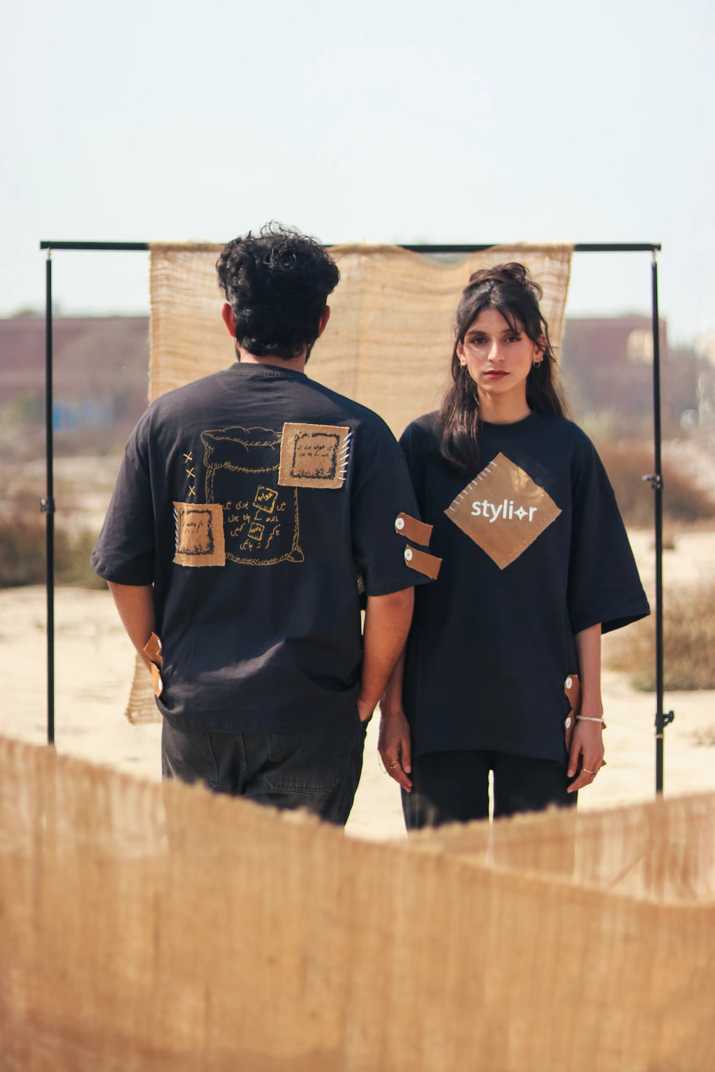 Khawab – Oversized Beige T-Shirt with Sack Texture